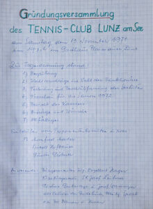 Auszug aus dem Protokoll zur Gründungsversammlung des TC Lunz vom 13.11.1971